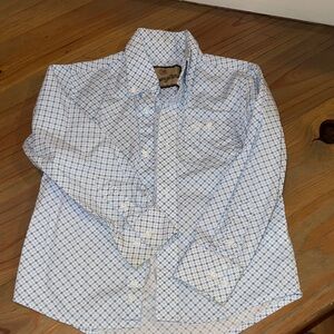 Wrangler Men's White and Blue Checkered Shirt